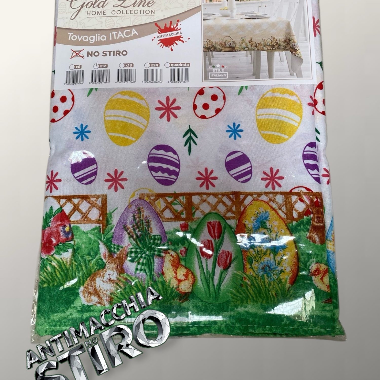 Tovaglia Antimacchia No Stiro PASQUA 12 posti